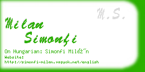 milan simonfi business card